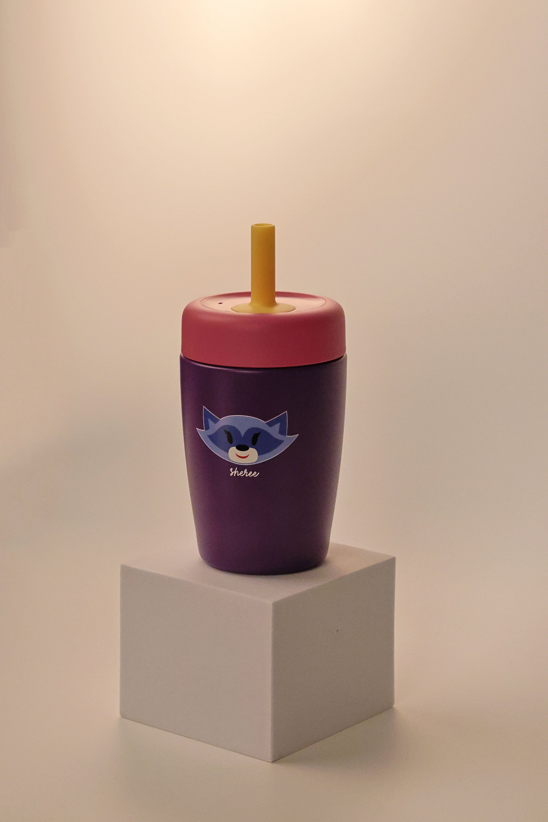 Purple Straw Thermos Cup