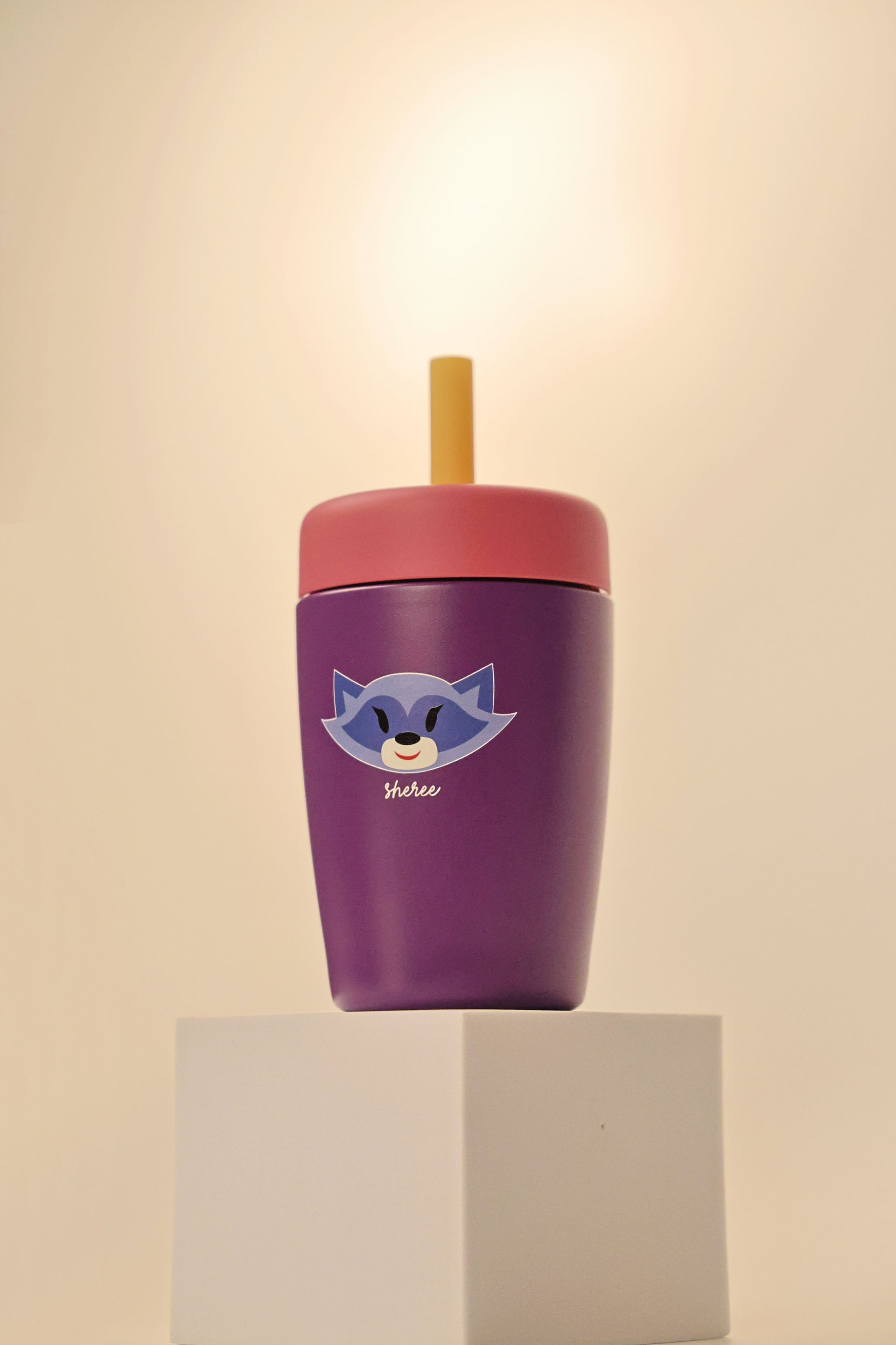Purple Straw Thermos Cup