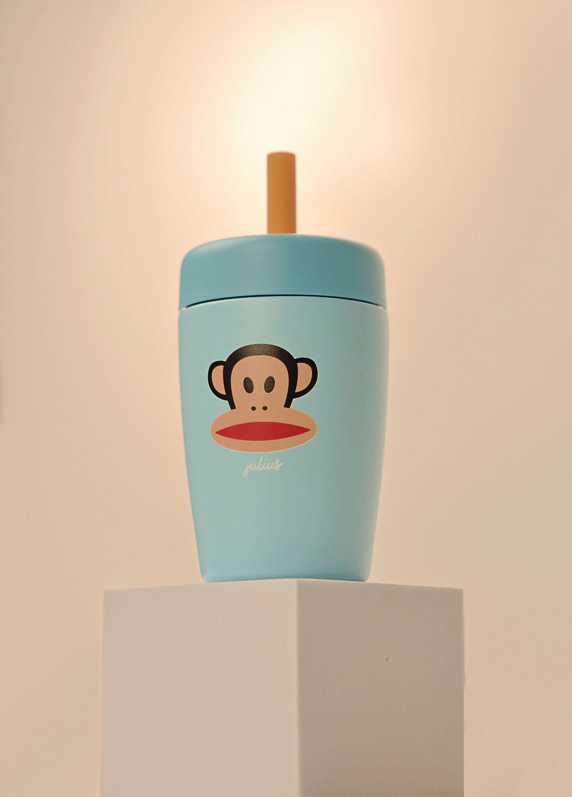 Blue Straw Thermos Cup