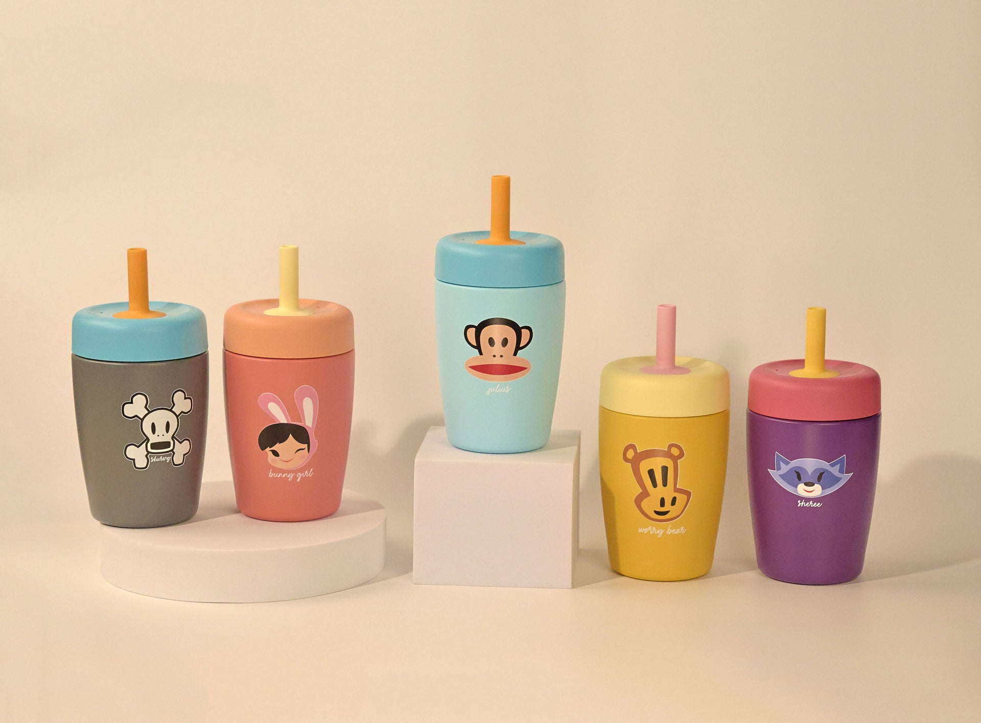Grey Straw Thermos Cup