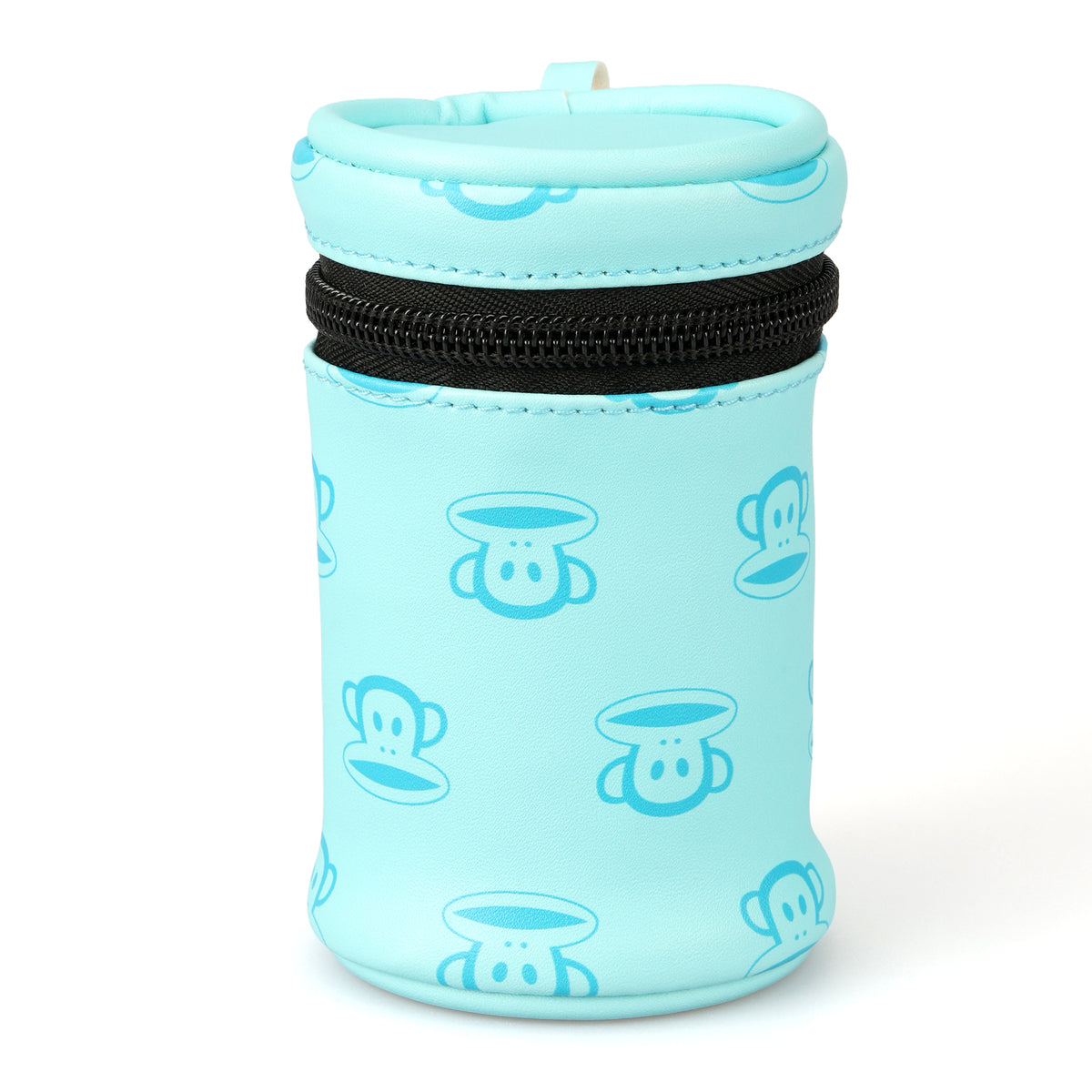 Light Blue Cylinder Coin Purse, Cute Cartoon Small Zipper Wallet with Gold Chain Keychain (8x5x3cm)