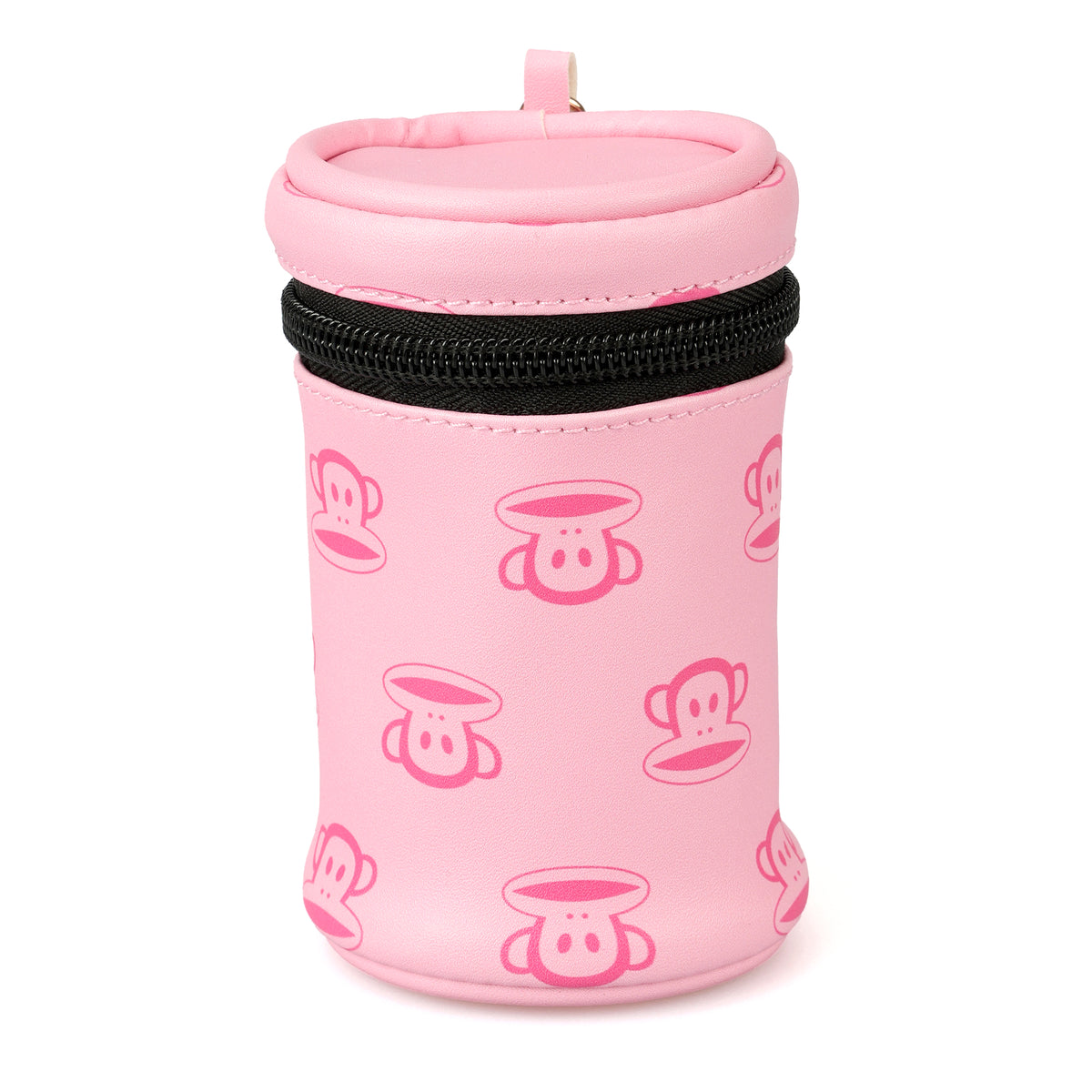 Pink Cylinder Coin Purse, Cute Cartoon Small Zipper Wallet with Gold Chain Keychain