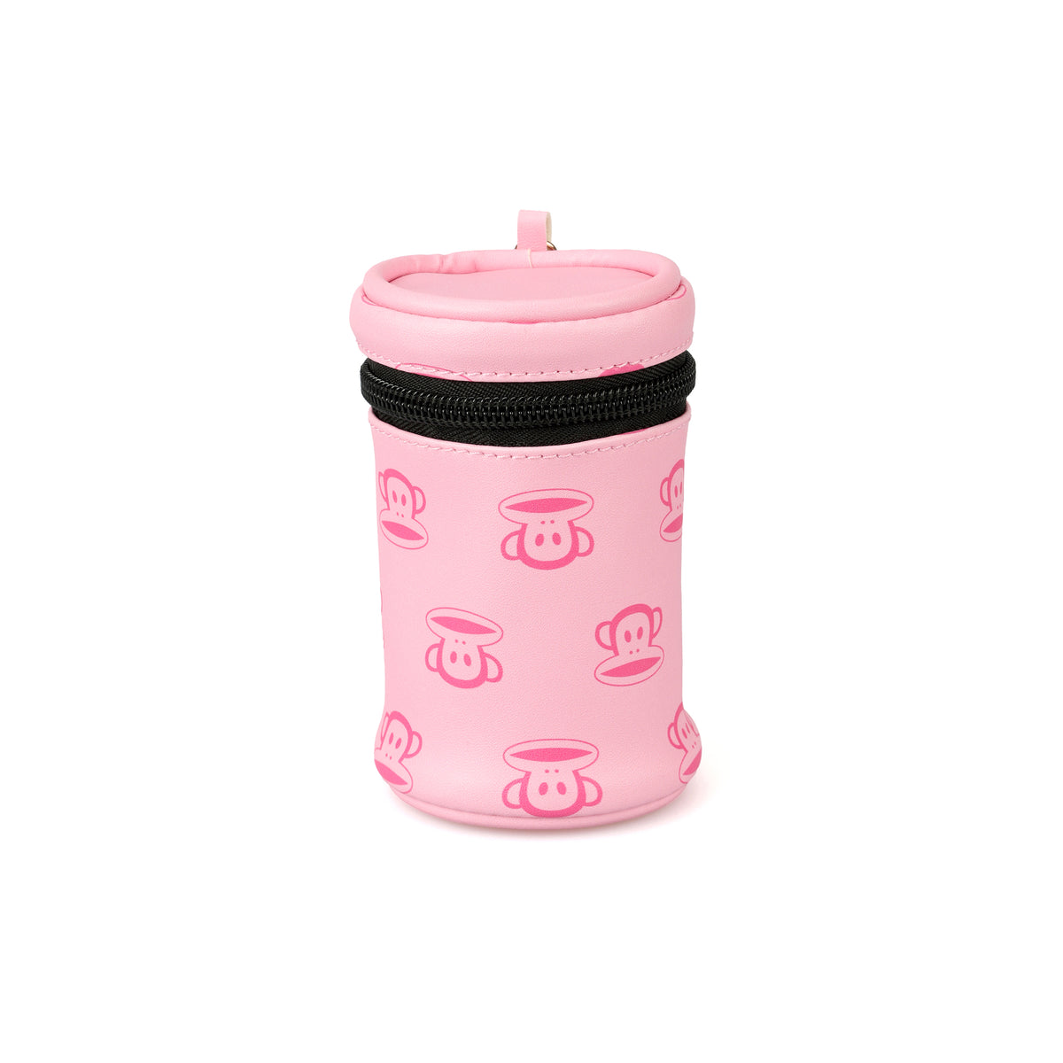 Pink Cylinder Coin Purse, Cute Cartoon Small Zipper Wallet with Gold Chain Keychain