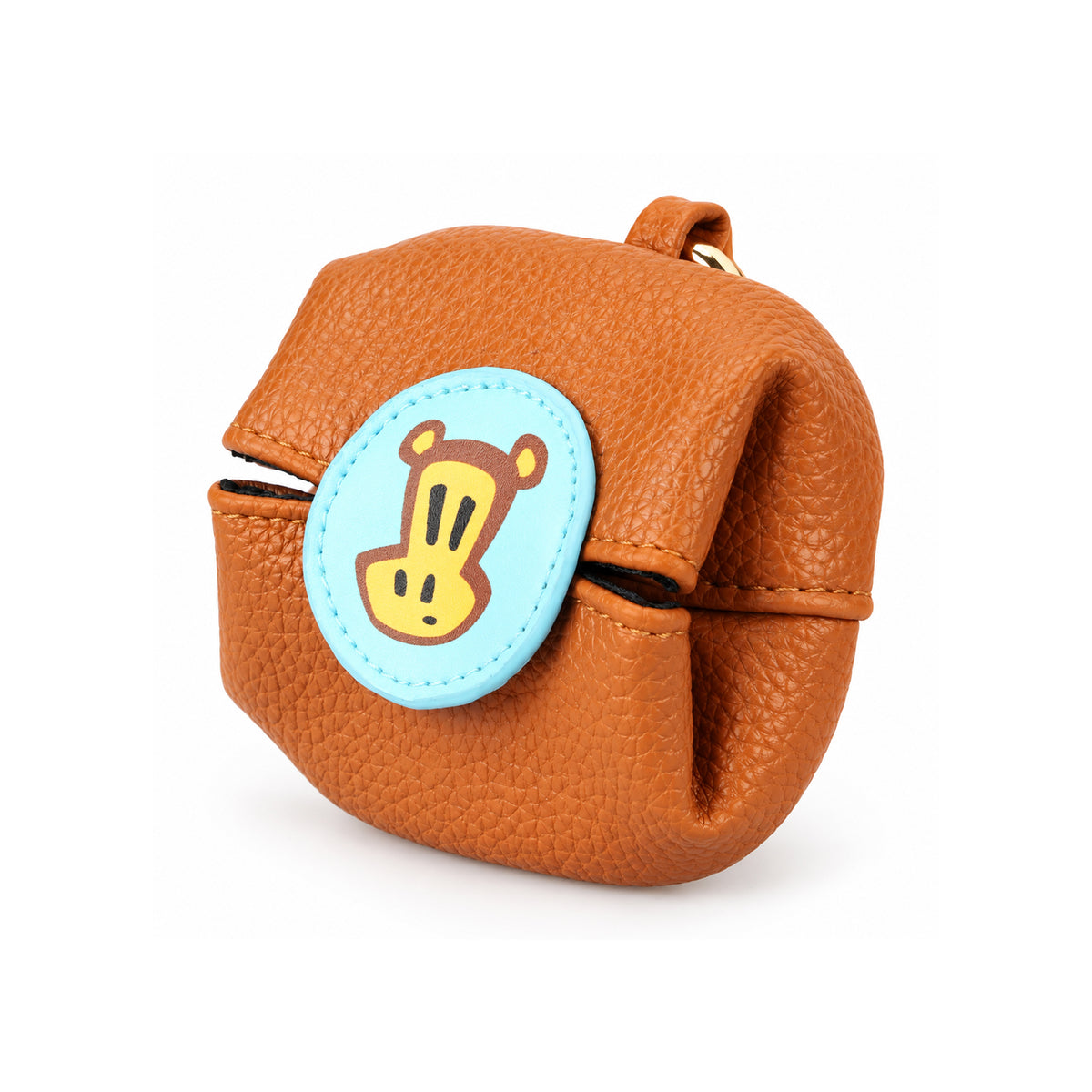 Paul Frank Julius Monkey Earphone Pouch – Orange Leather Headphone Case with Carabiner